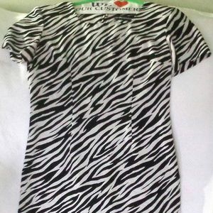 Short Sleeved Dress - Zebra Print